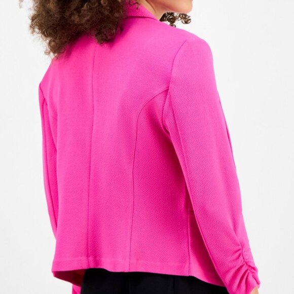 Bar III Petite 3/4‑Ruched Cuff Sleeve Shawl‑Collar Blazer NWT MP - Picture 3 of 4
